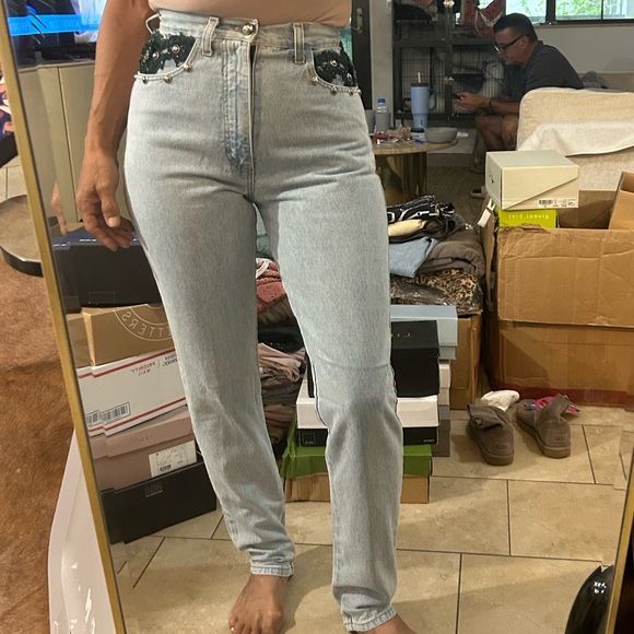 VTG 90’s CACHE amazing fit Lightwash Sequin mom 4 6 - Picture 11 of 15